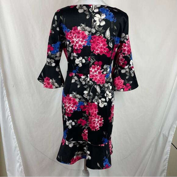 Nine West Bold Floral CottageCore Ruffled Date Night Dress NWOT Size 8 - Picture 6 of 14